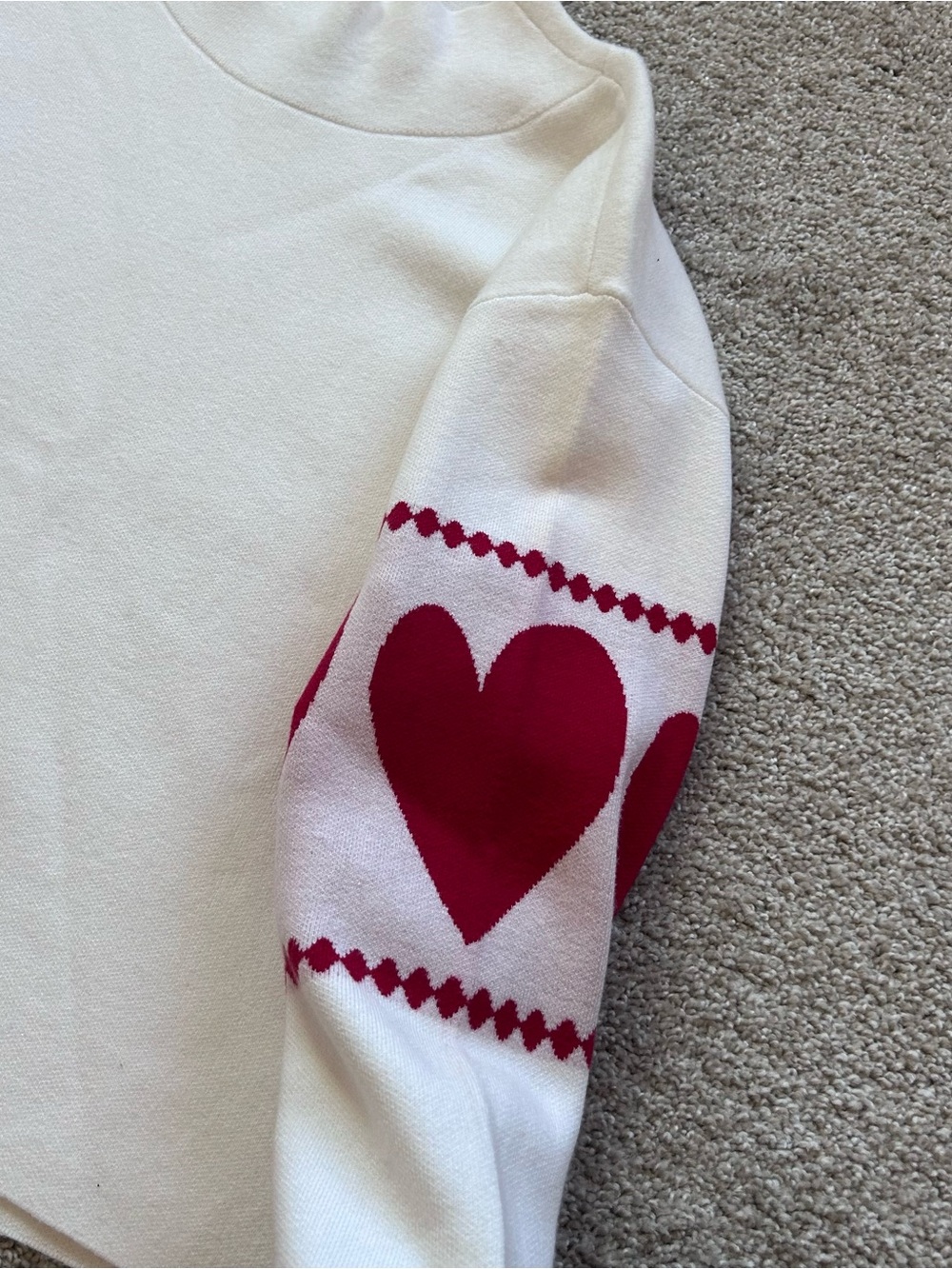 Maeve Anthropologie Women's S Ivory Red Heart Print Knit Mock Neck Sweater - Picture 9 of 13